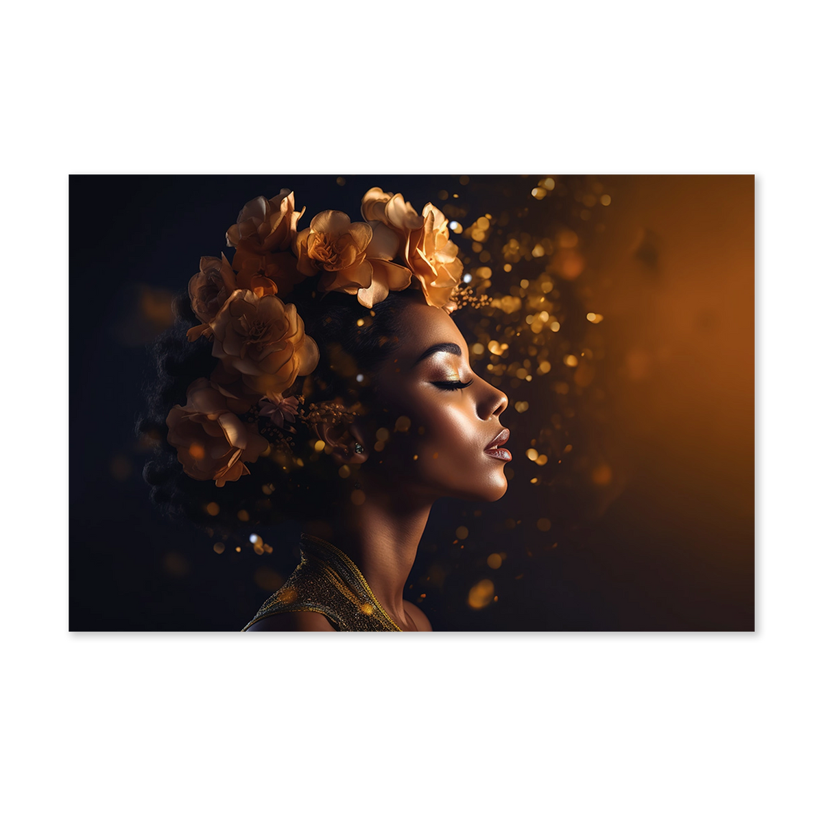 Bloemen Vrouw 4 als liggende wanddecoratie