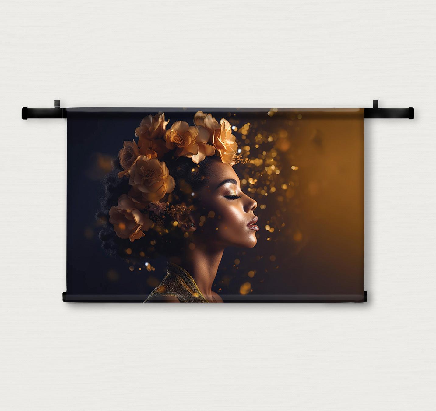 Bloemen Vrouw 4 | Wandkleed | Velours | 90x140 cm | Tweedekans-Wandkleed-House of Posters-House of Posters