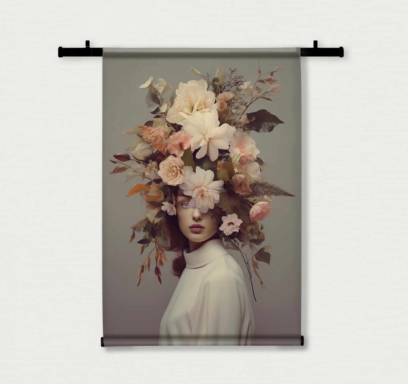 Bloemen Vrouw 5| Wandkleed | Mezo | 120x180 cm | Tweedekans-Wandkleed-House of Posters-House of Posters