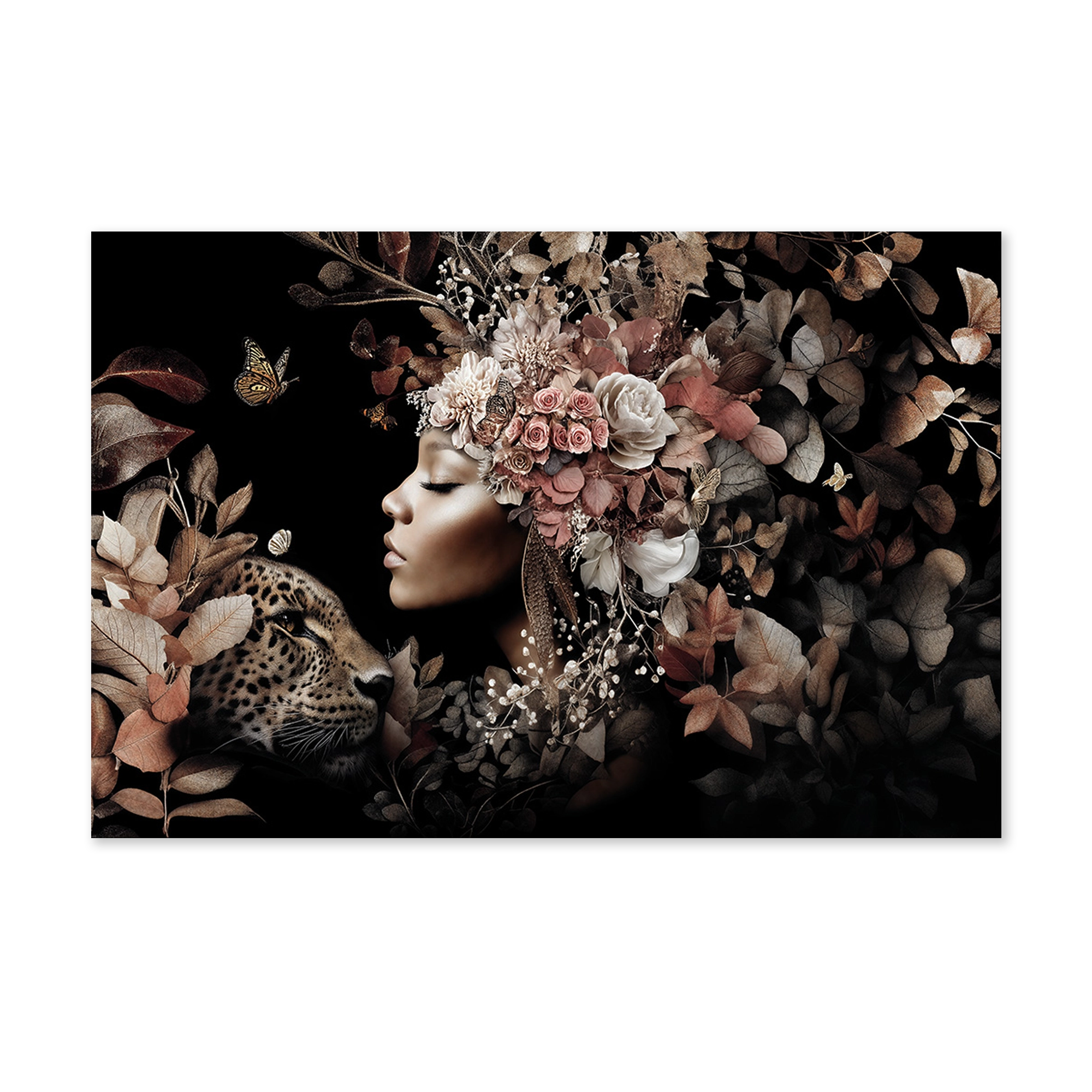 Bloemen Vrouw 6 als liggende wanddecoratie