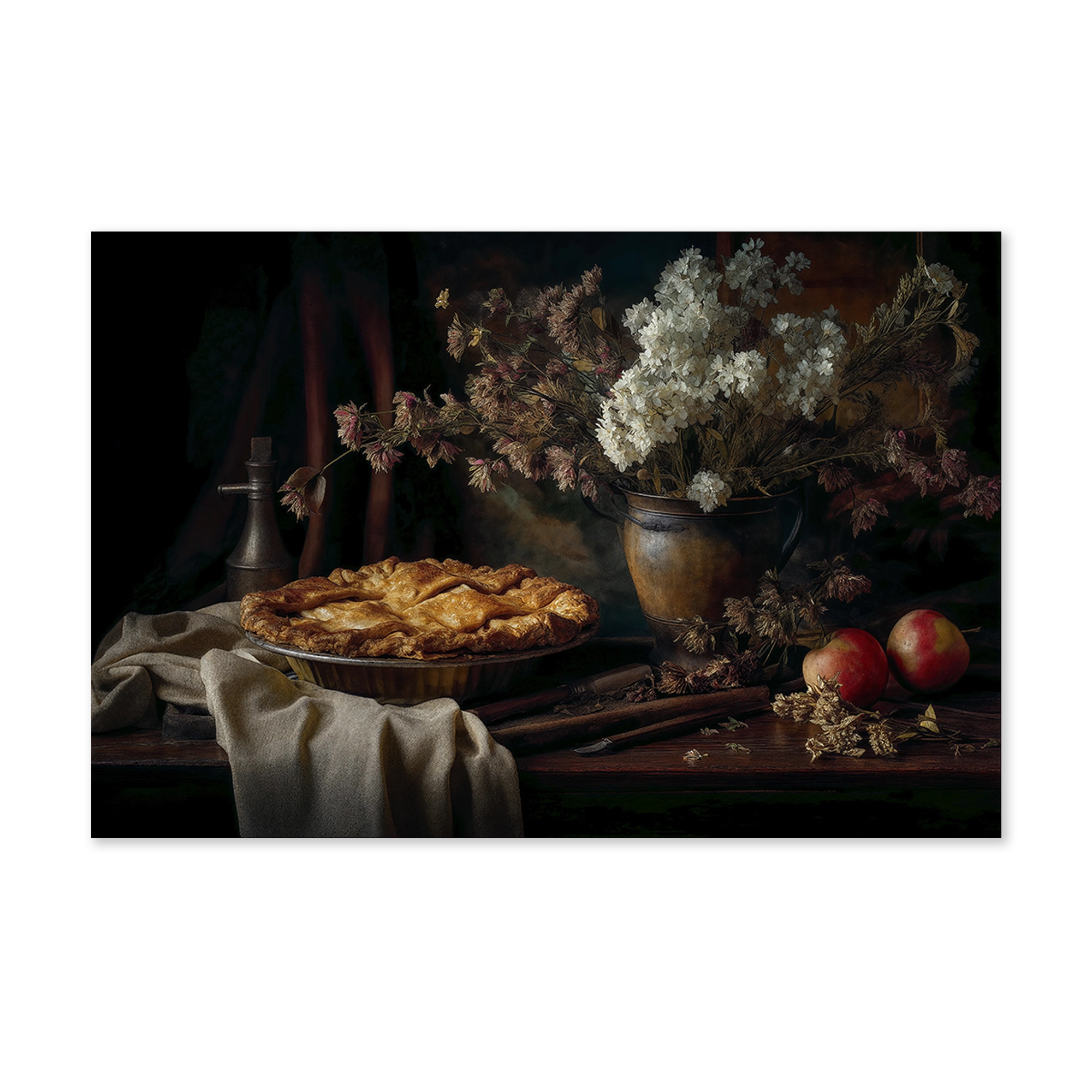 De appeltaart als liggende wanddecoratie