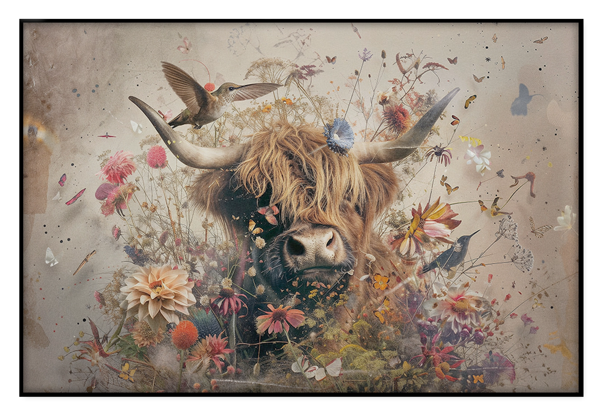 Bloemen Schotse hooglander 2 · Akoestisch paneel
