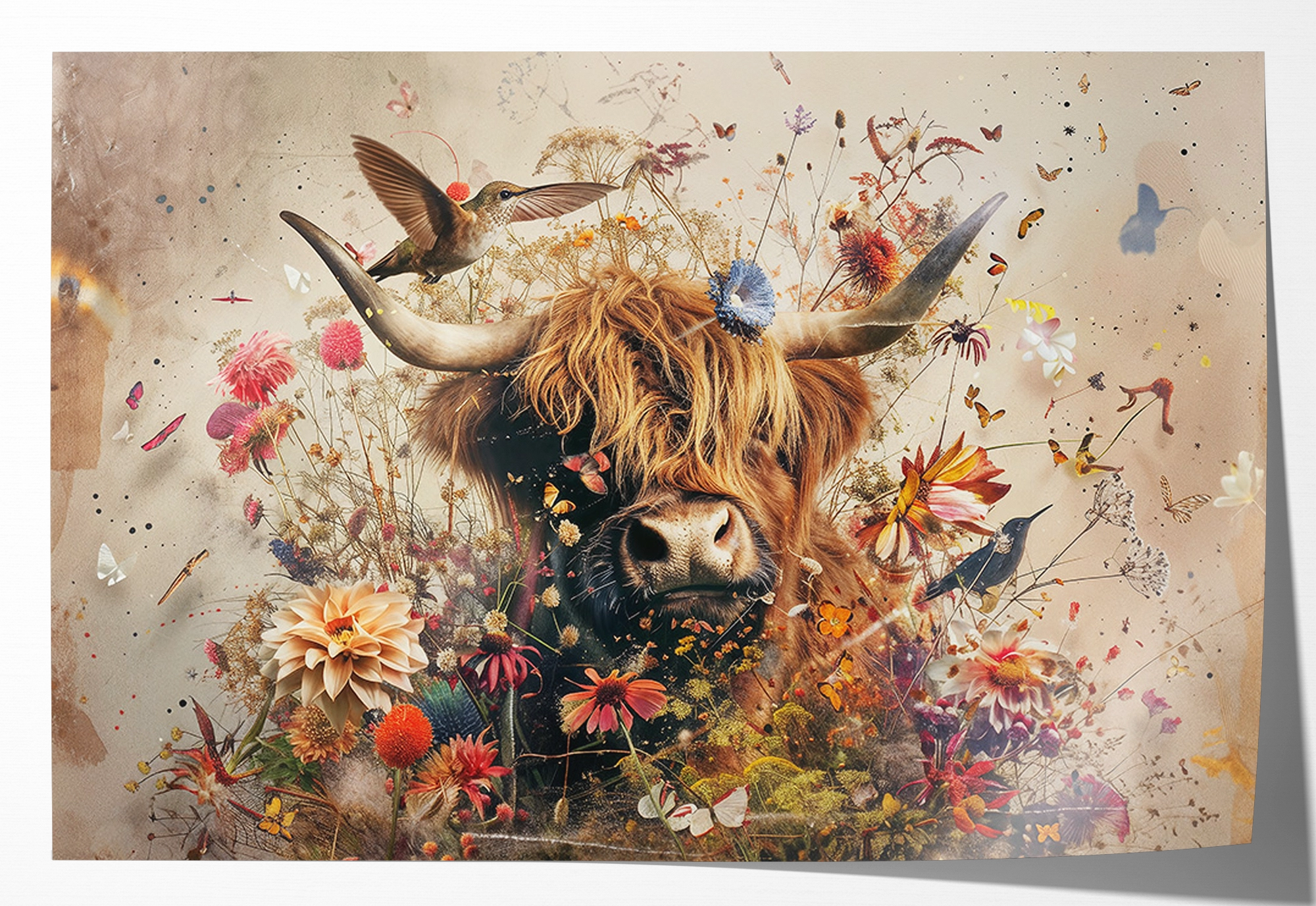 Bloemen Schotse hooglander 2 · Papier