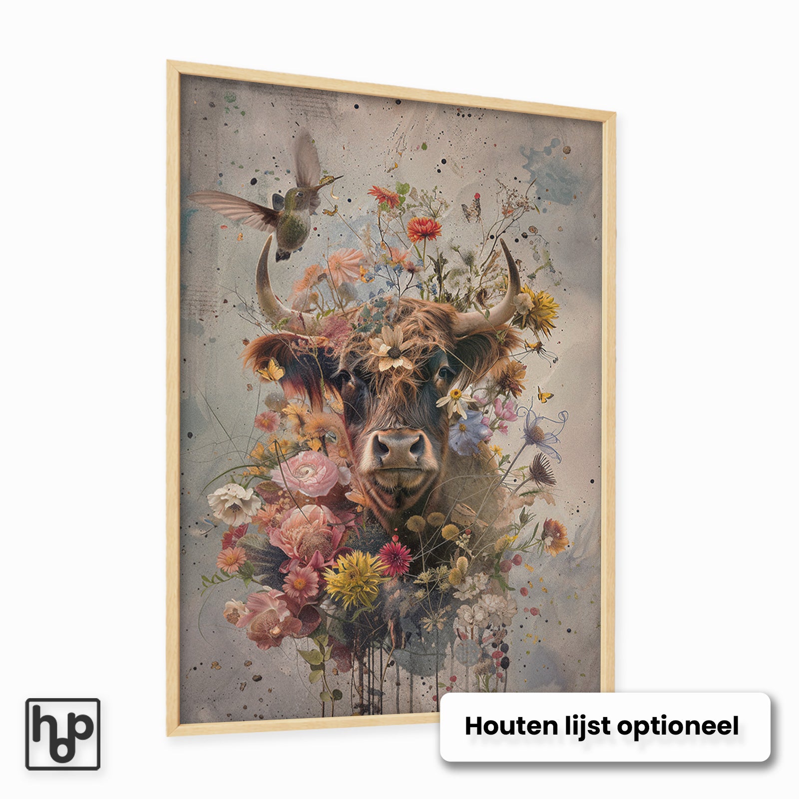 Bloemen Schotse hooglander · Hout