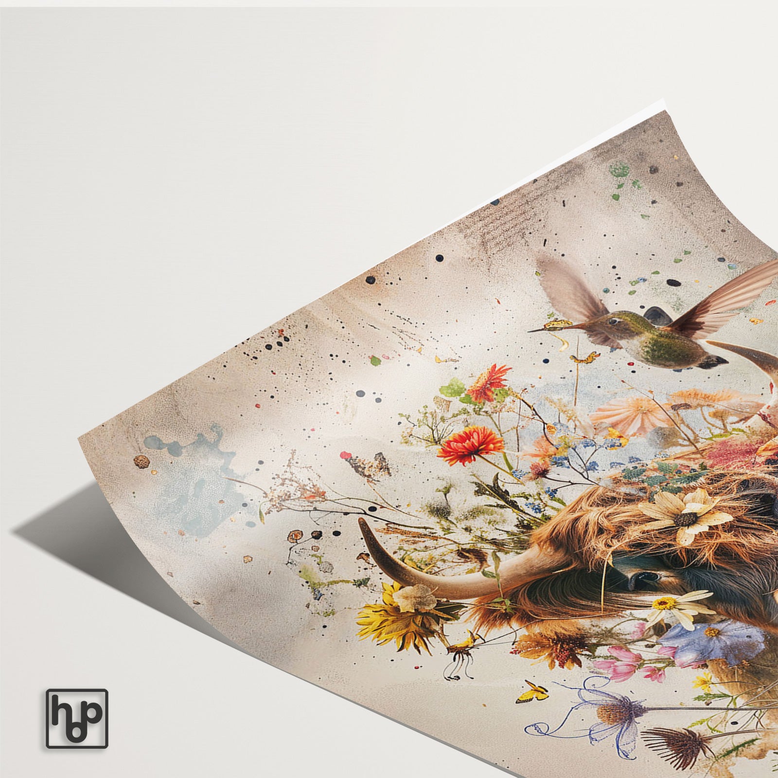 Bloemen Schotse hooglander · Papier
