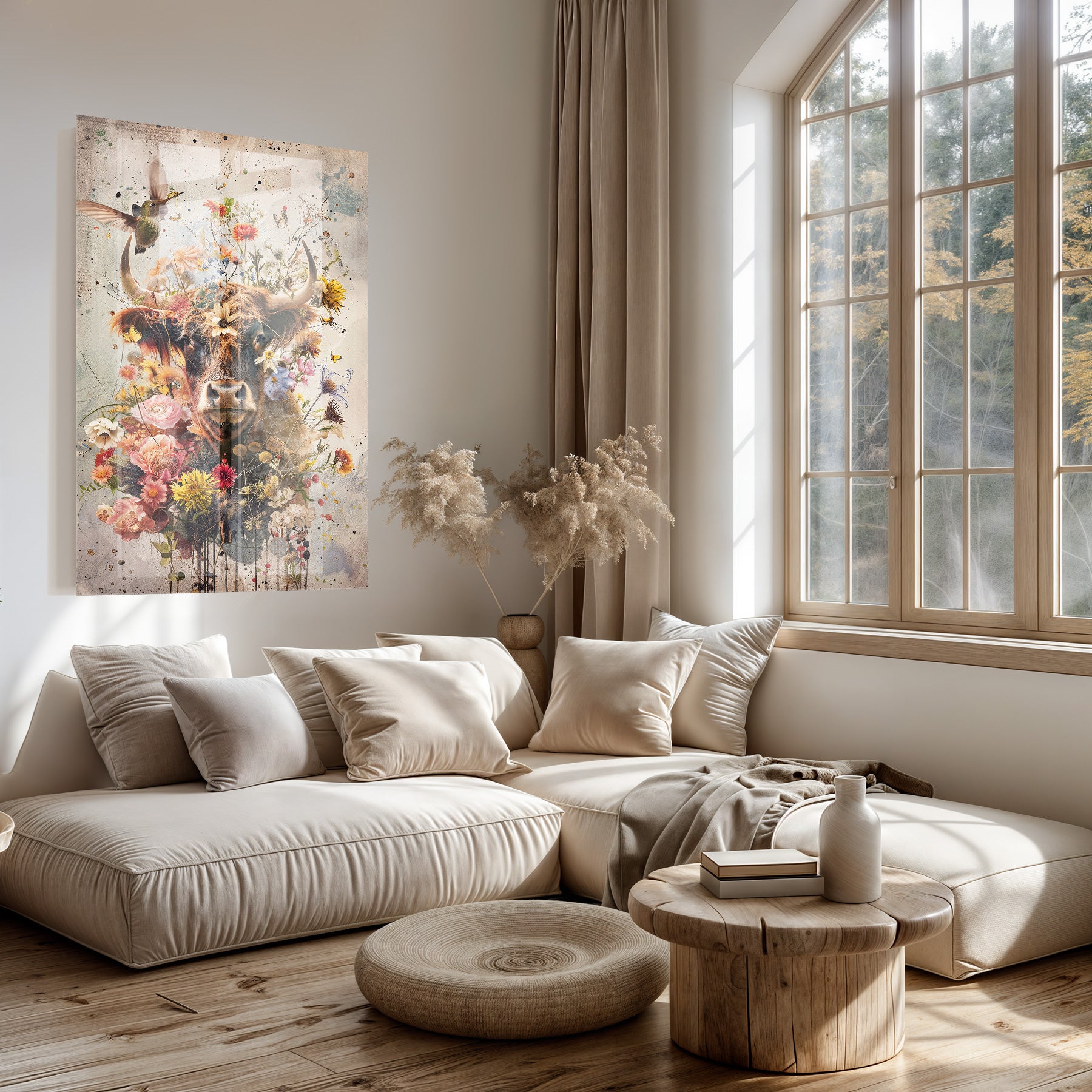 Bloemen Schotse hooglander · Plexiglas