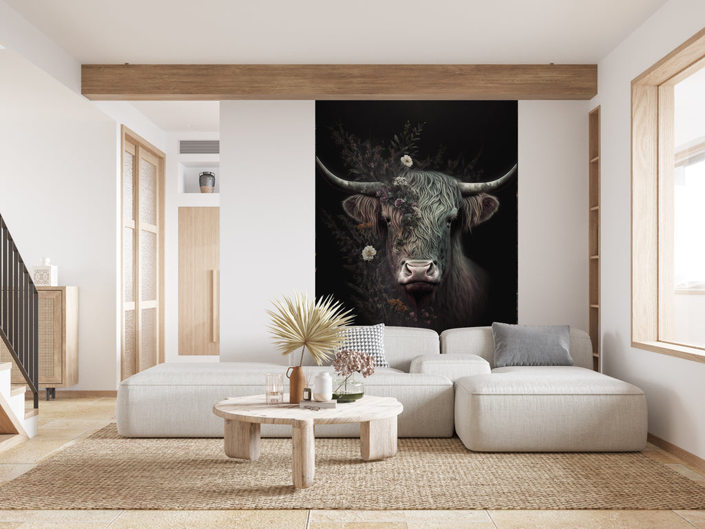 fotobehang highland cow