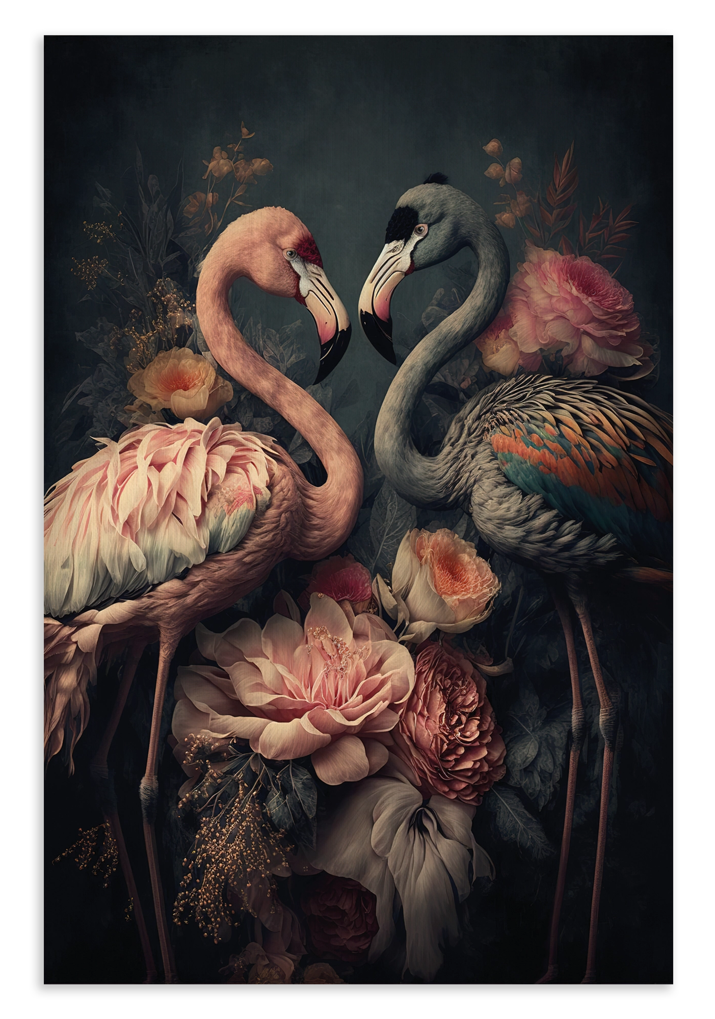Bloemen Flamingo's · Canvas – productfoto