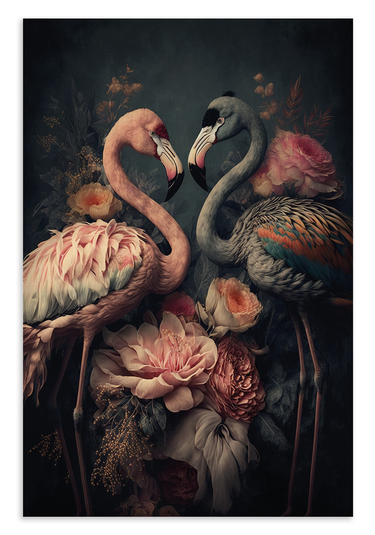 Bloemen Flamingo's · Canvas – productfoto