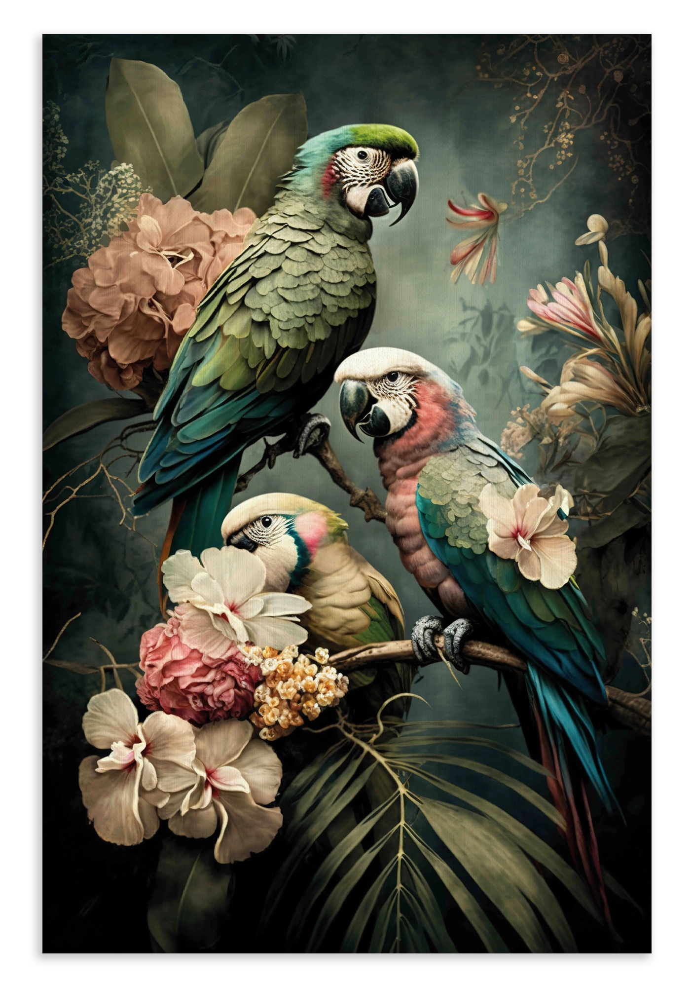Bloemen Papegaaien 3 · Canvas – productfoto