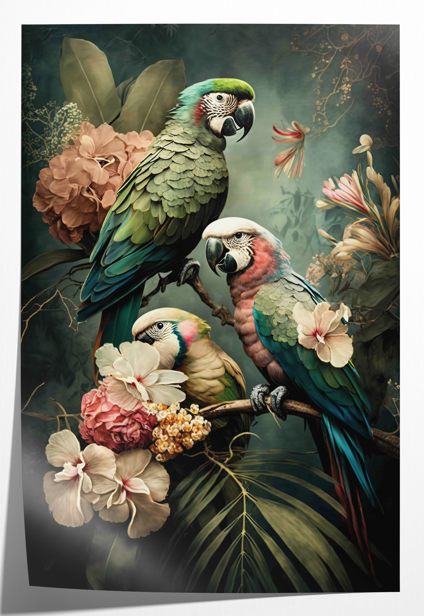 Bloemen Papegaaien 3 · Papier – productfoto