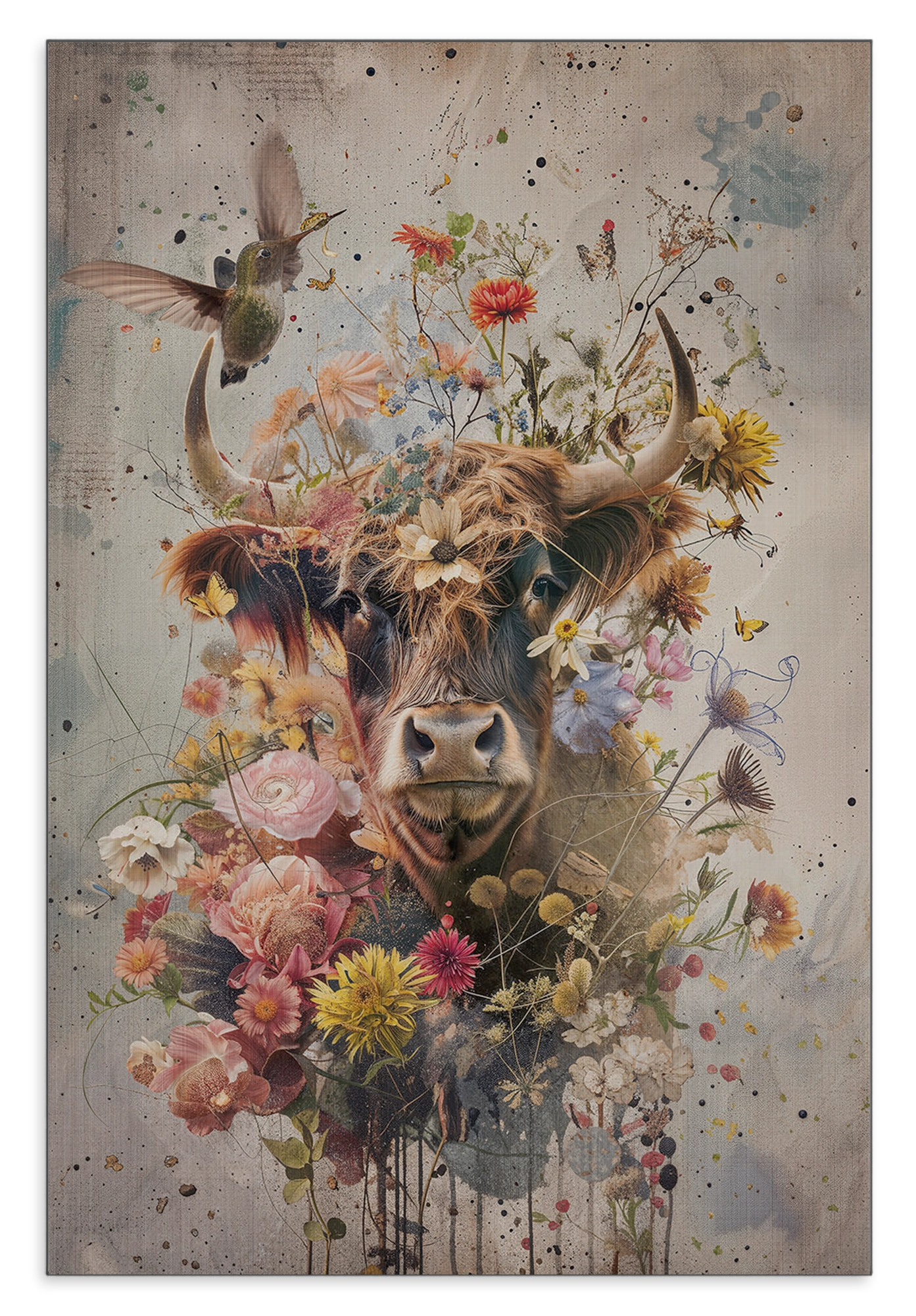 Bloemen Schotse hooglander · Aluminium – productfoto