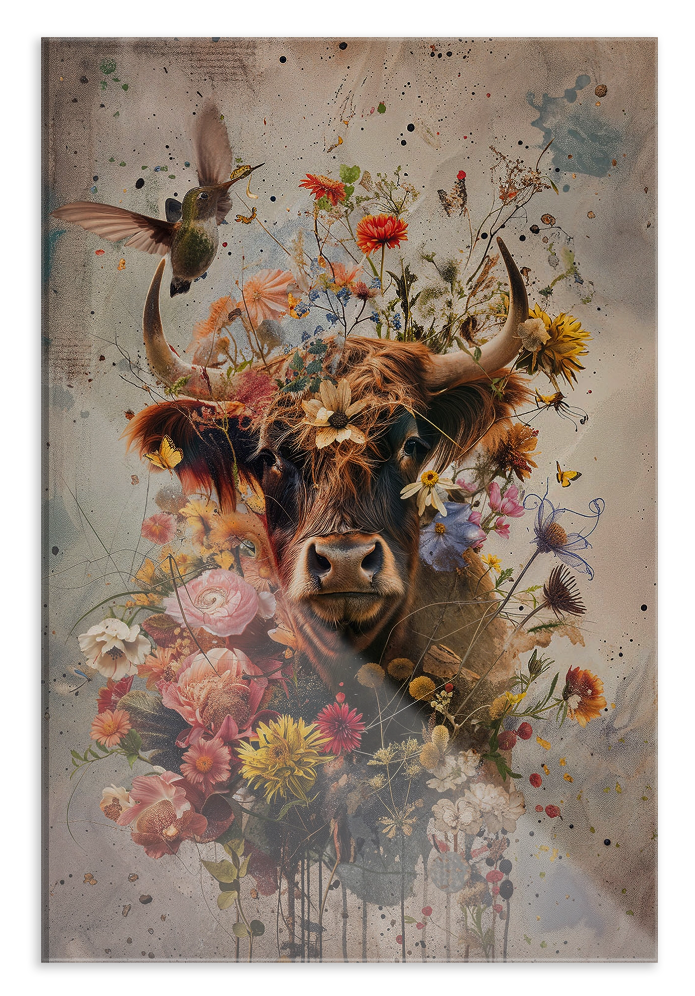 Bloemen Schotse hooglander · Plexiglas – productfoto