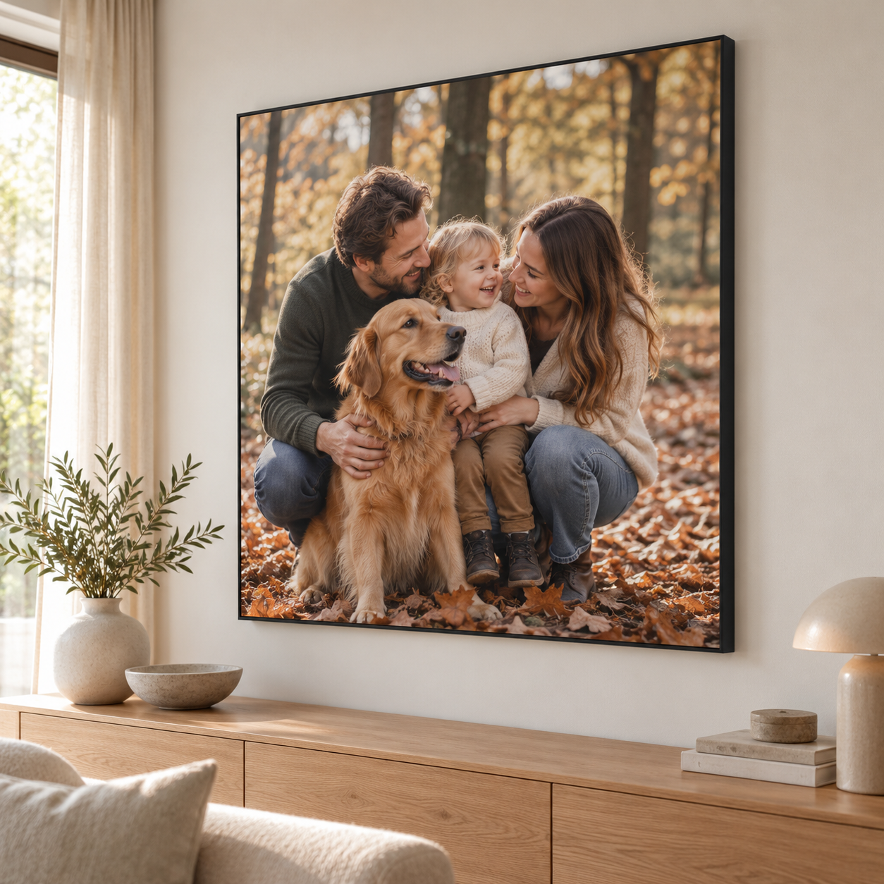 Voorbeeld van een persoonlijke foto op een akoestisch paneel. Jouw product wordt bedrukt met je eigen foto.
