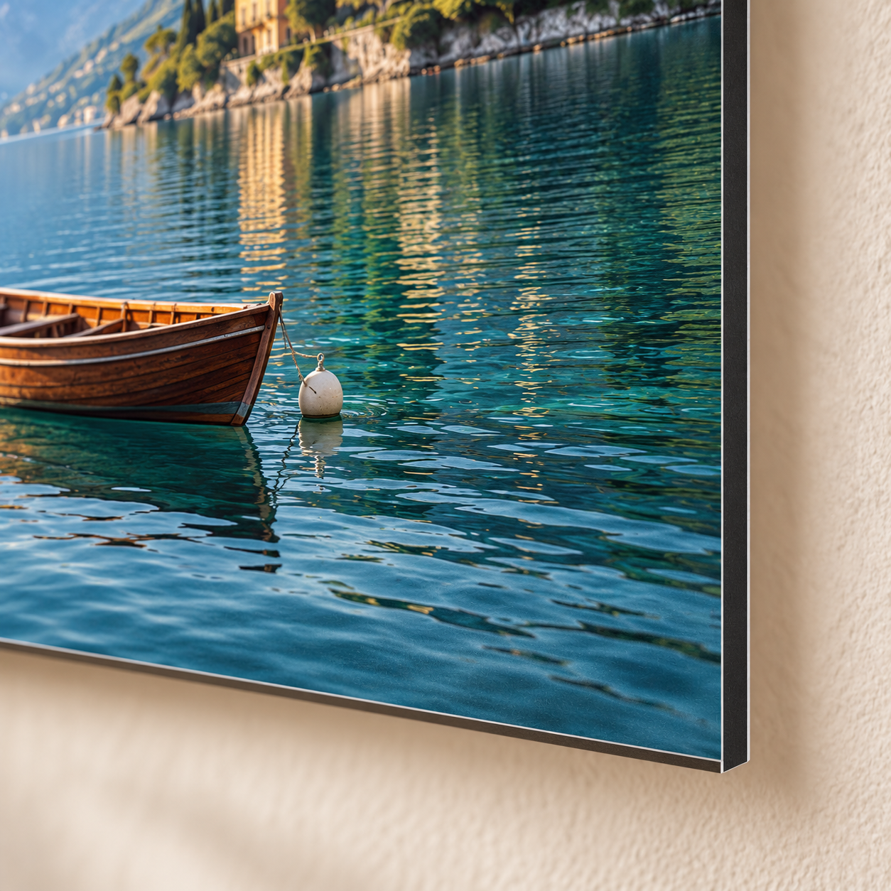 Voorbeeldclose-up van een eigen foto op aluminium, met zichtbare materiaalafwerking.