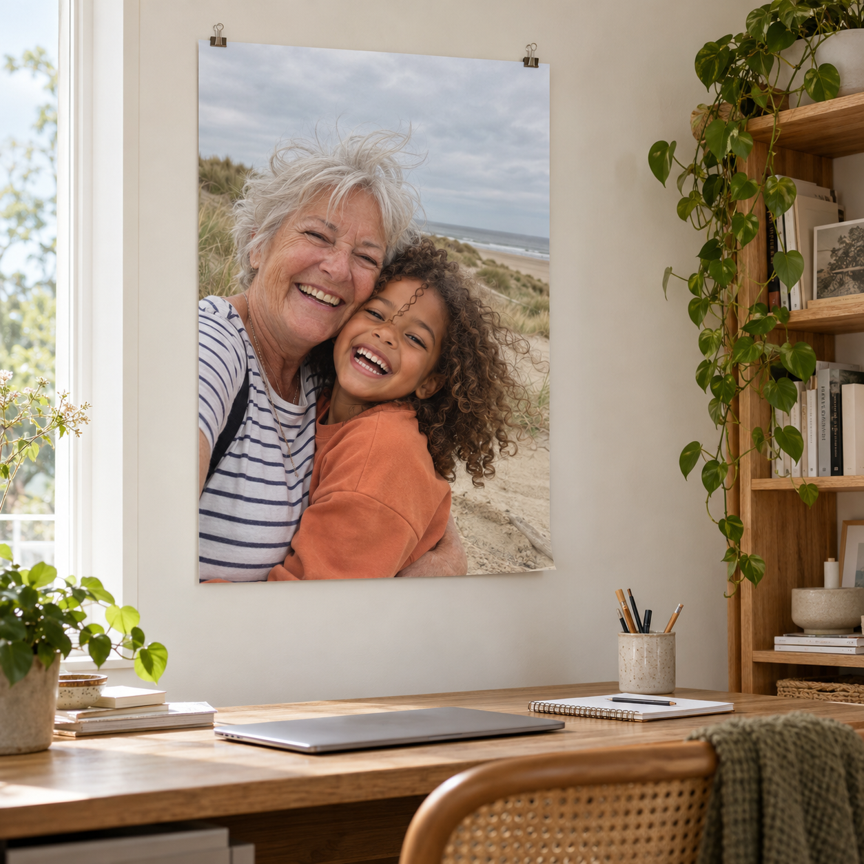 Sfeervoorbeeld van een vakantiefoto op een oningelijste papieren fotoposter.
