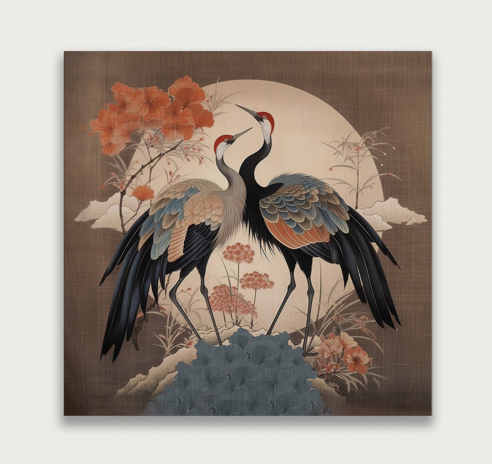 Japanse kraanvogels 2 · Aluminium-Poster vierkant-House of Posters-House of Posters