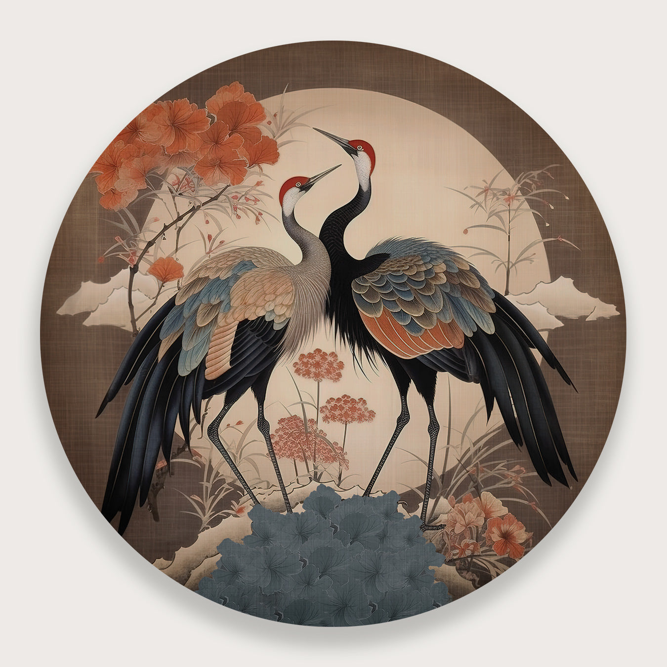 Japanse kraanvogels 2 · Muurcirkel-Muurcirkel-House of Posters-House of Posters