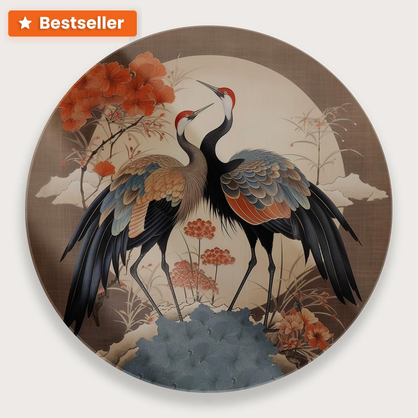 Japanse kraanvogels 2 · Plexiglas-Muurcirkel-House of Posters-House of Posters