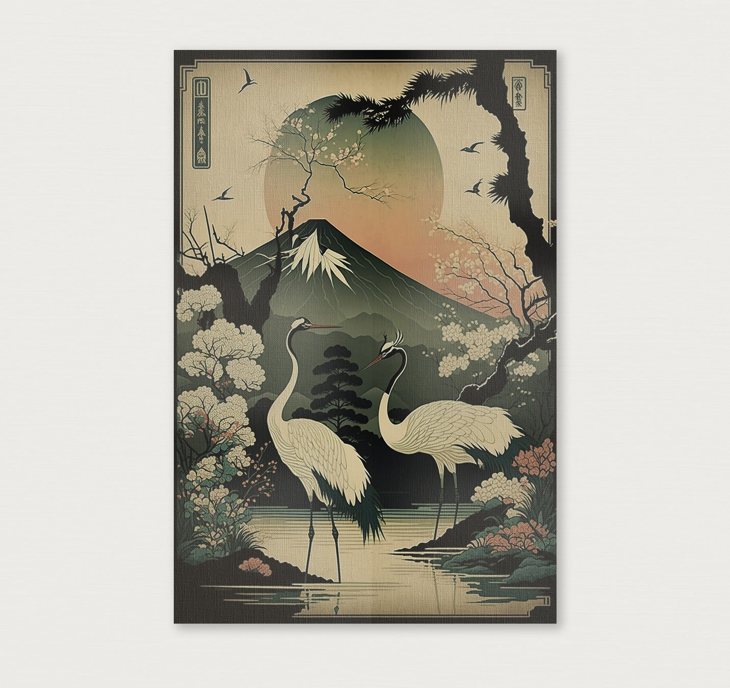 Japanse kraanvogels 4 · Canvas-Poster staand-House of Posters-House of Posters