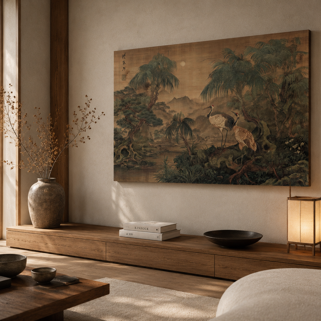 kunstwerk in japandi interieur