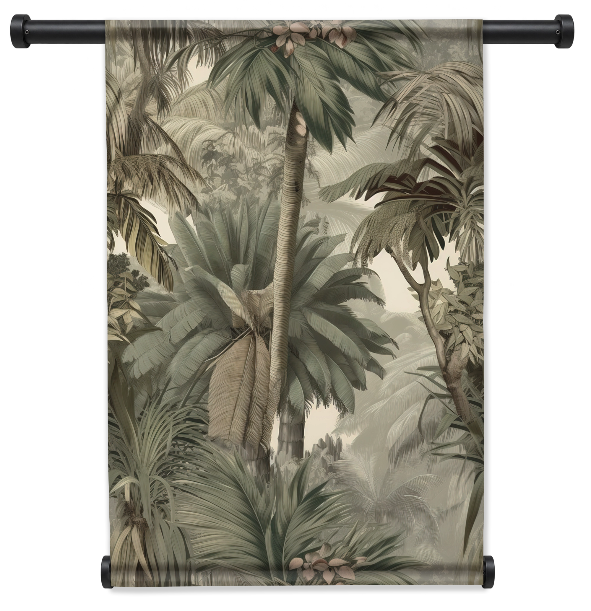 Jungle wandkleed staand met zwarte roedes