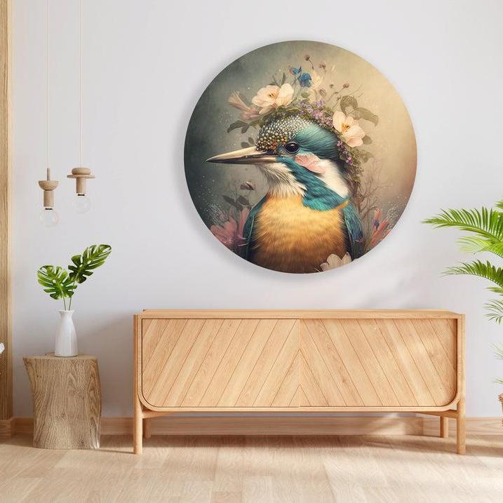 Muurcirkel kingfisher wandcirkel botanisch woonkamer