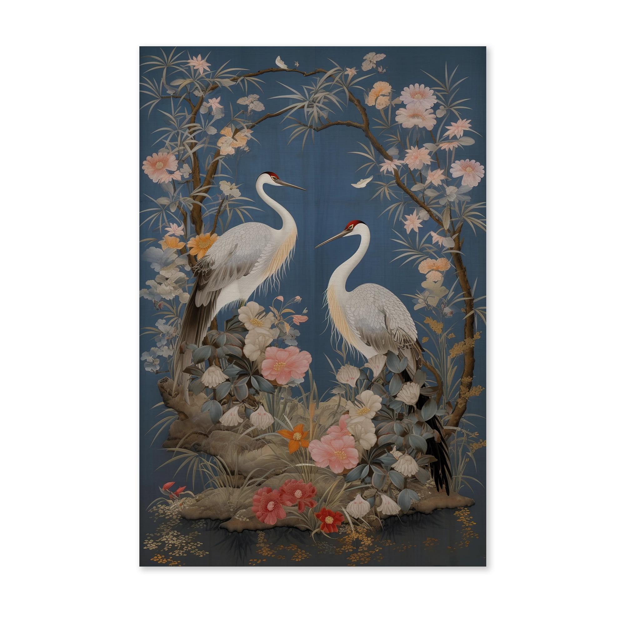 Kraanvogels als staande wanddecoratie