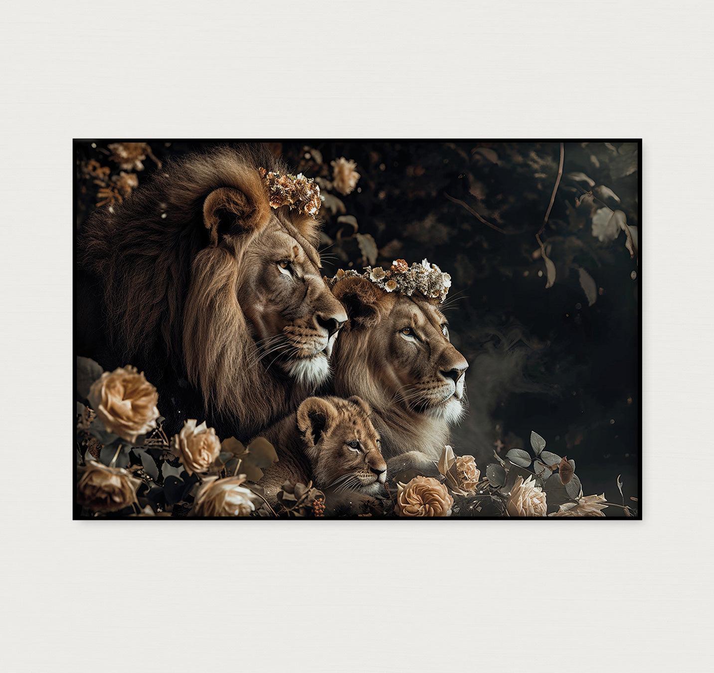Leeuwen familie · Artframe-Poster liggend-House of Posters-House of Posters