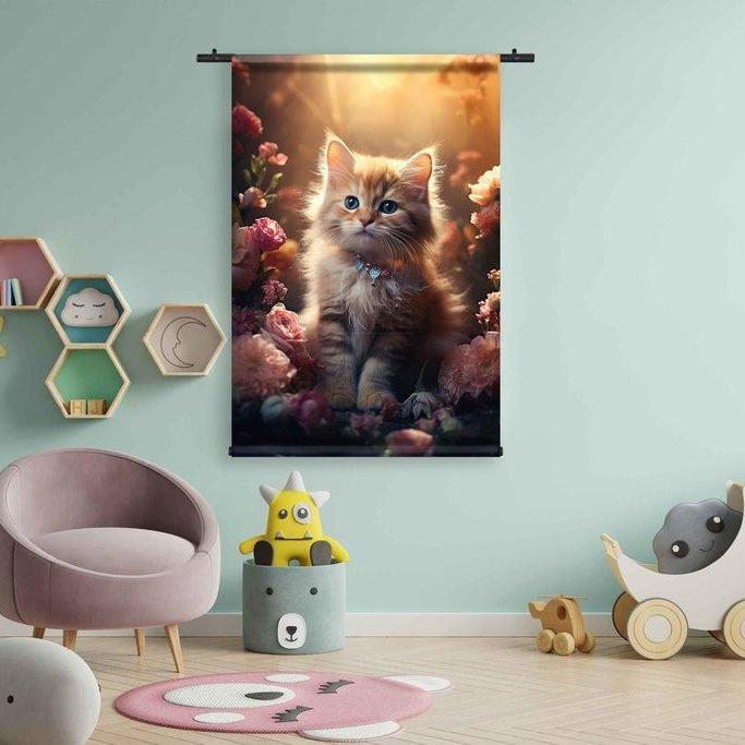 Kitten wandkleed kinderkamer