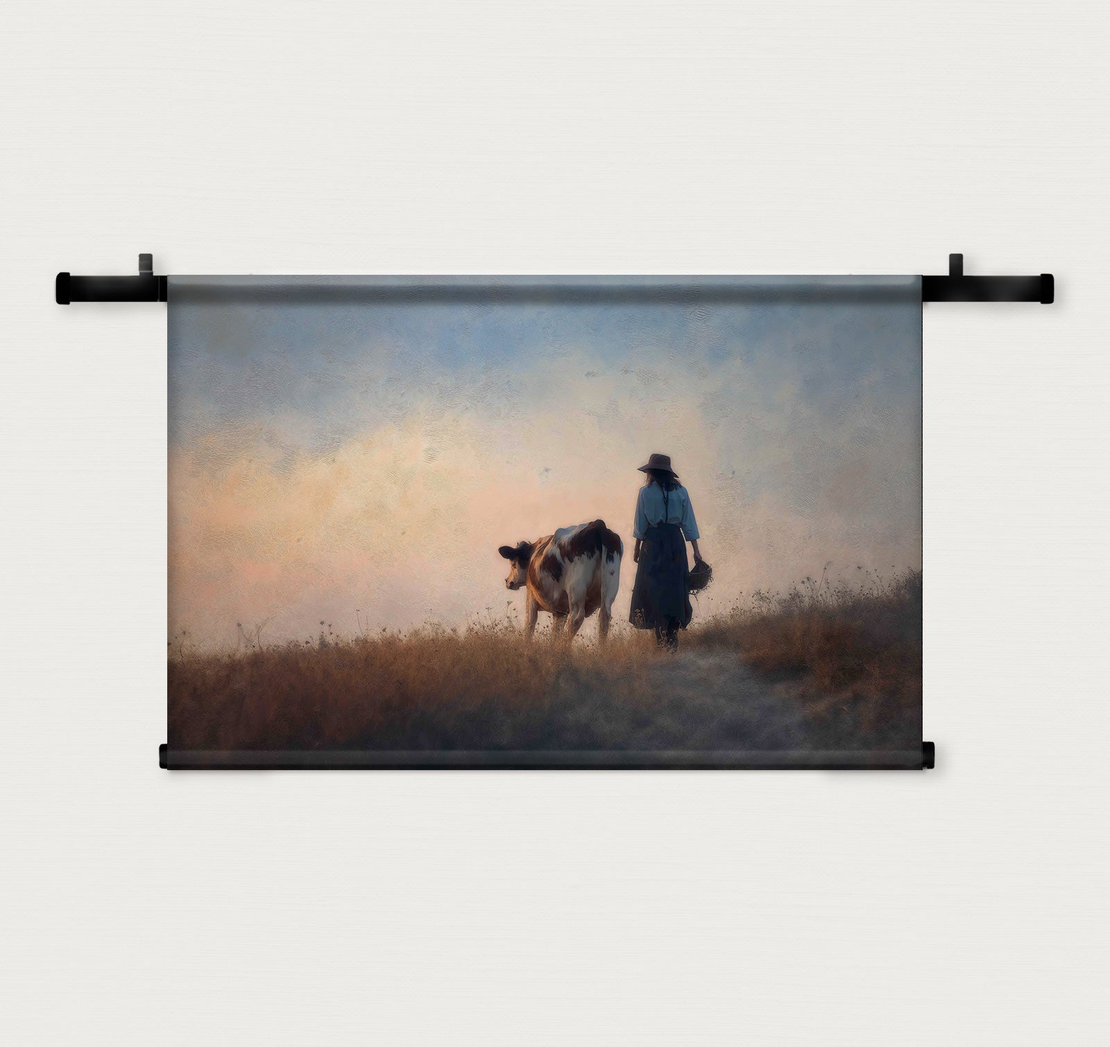 Meisje en de koe 2 · Wandkleed-Wandkleed-House of Posters-House of Posters