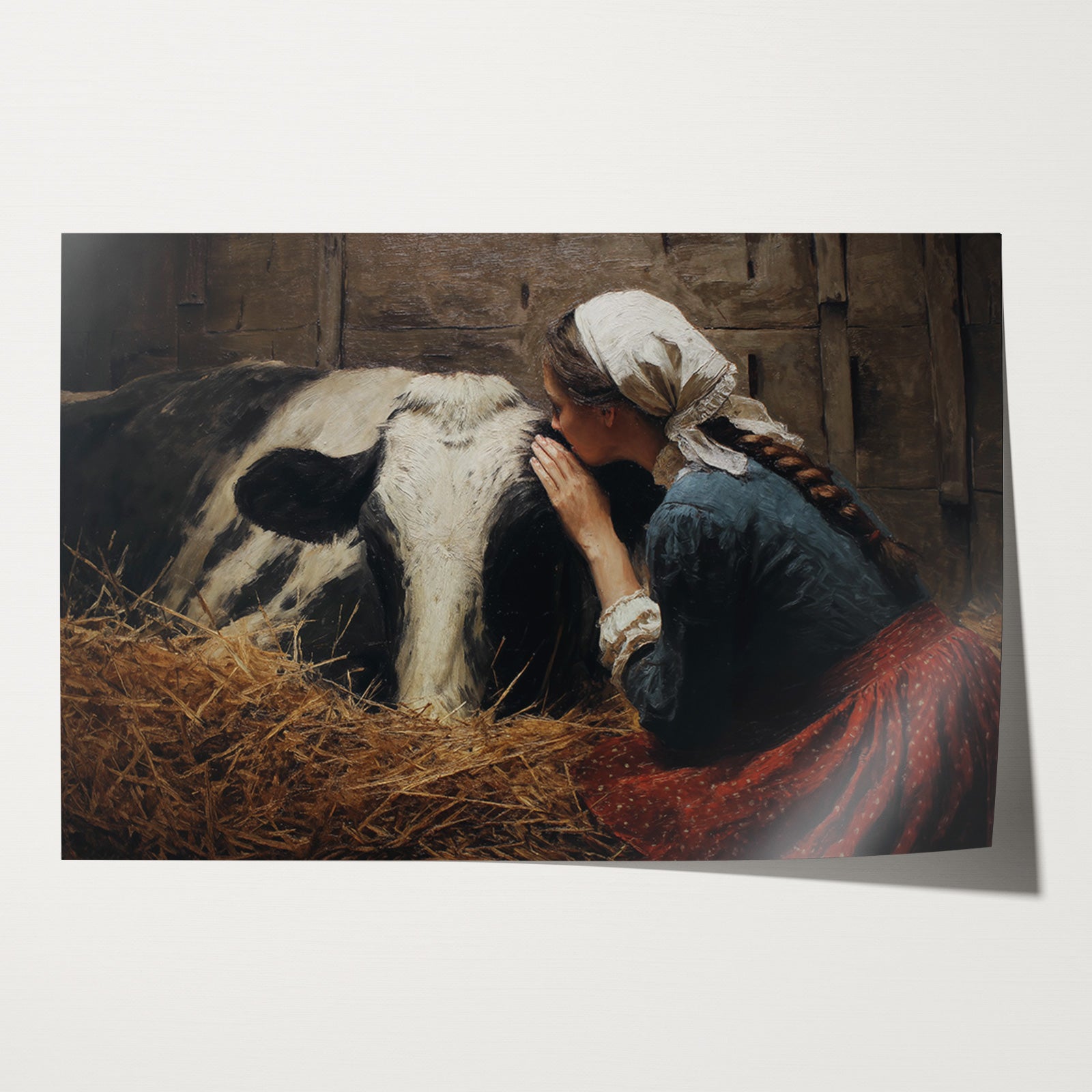 Meisje en de koe · Papier-Poster liggend-House of Posters-House of Posters