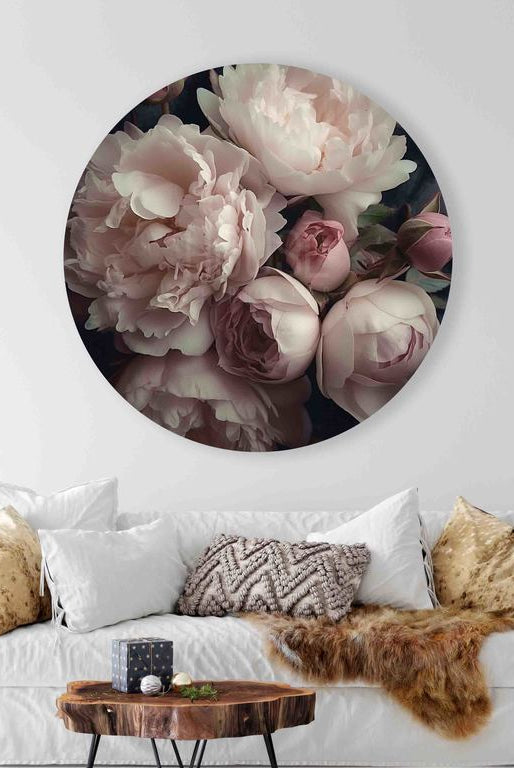 Muurcirkel met rozen in vintage stijl.