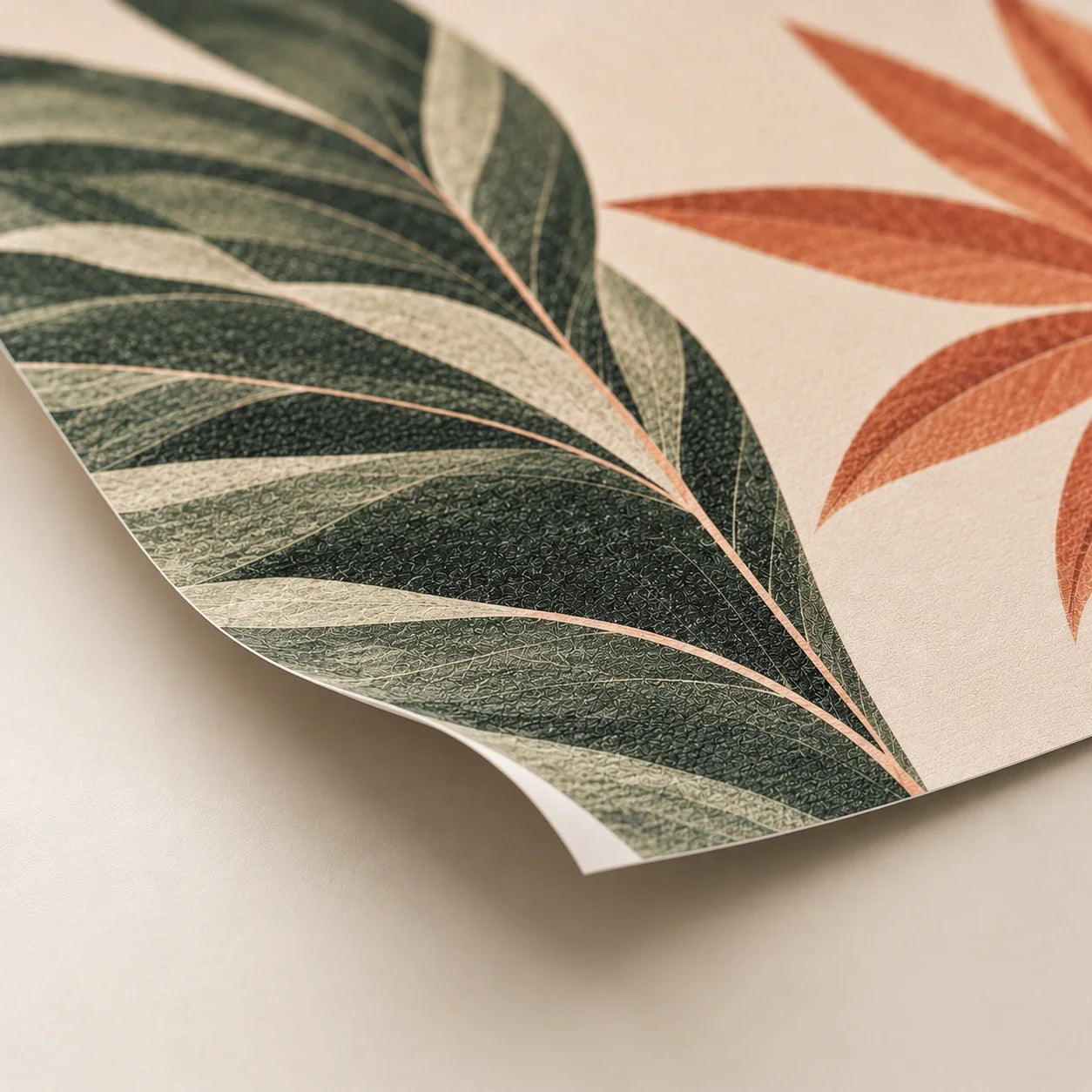 Papieren kunstprint close-up met matte afwerking en fijne structuur