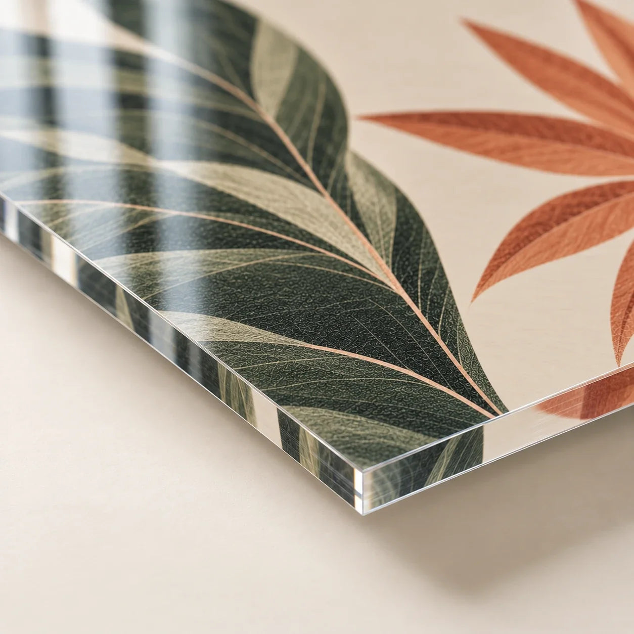 Plexiglas close-up met glanzende afwerking en diepte