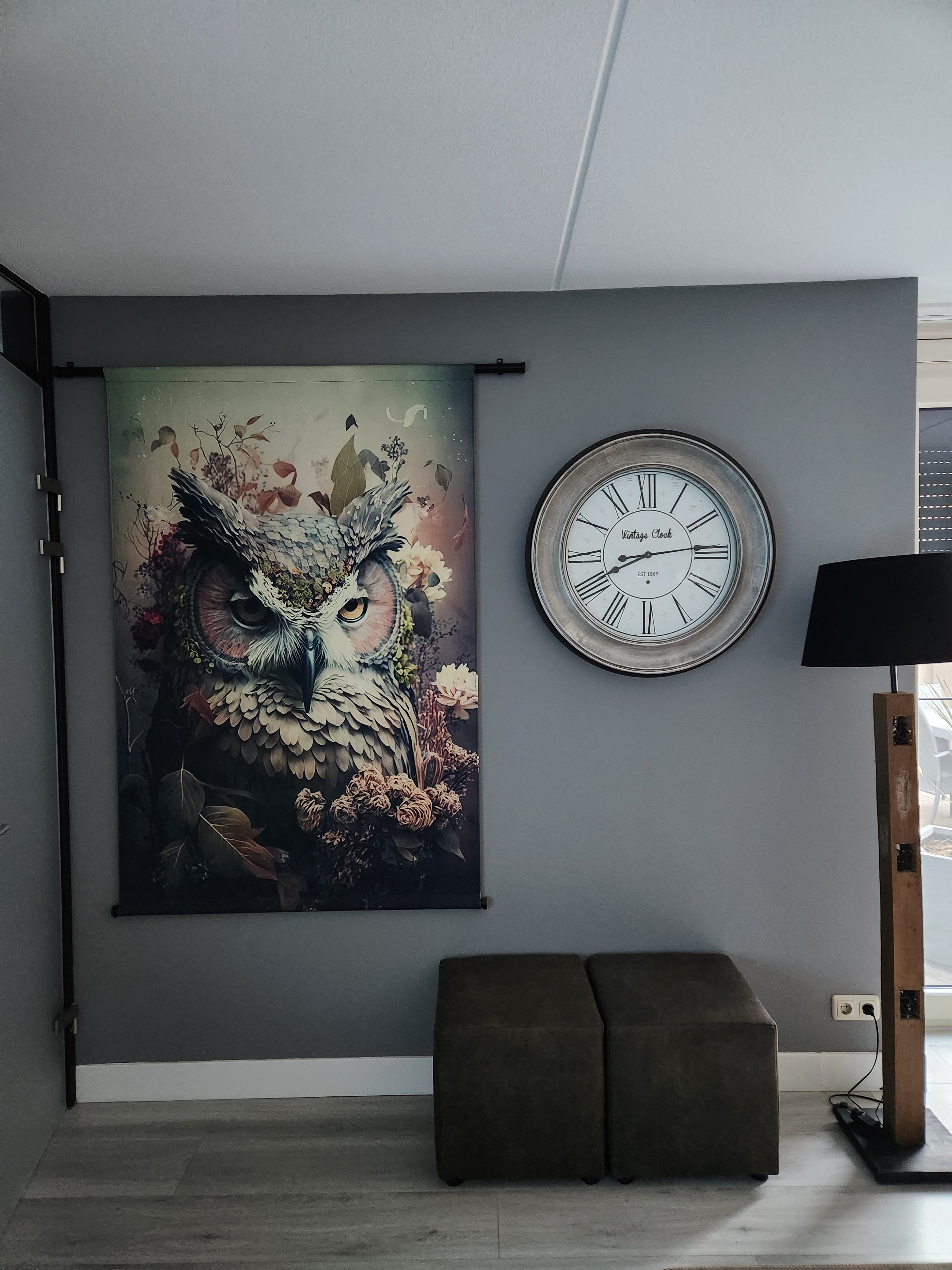 klantfoto wandkleed met uil