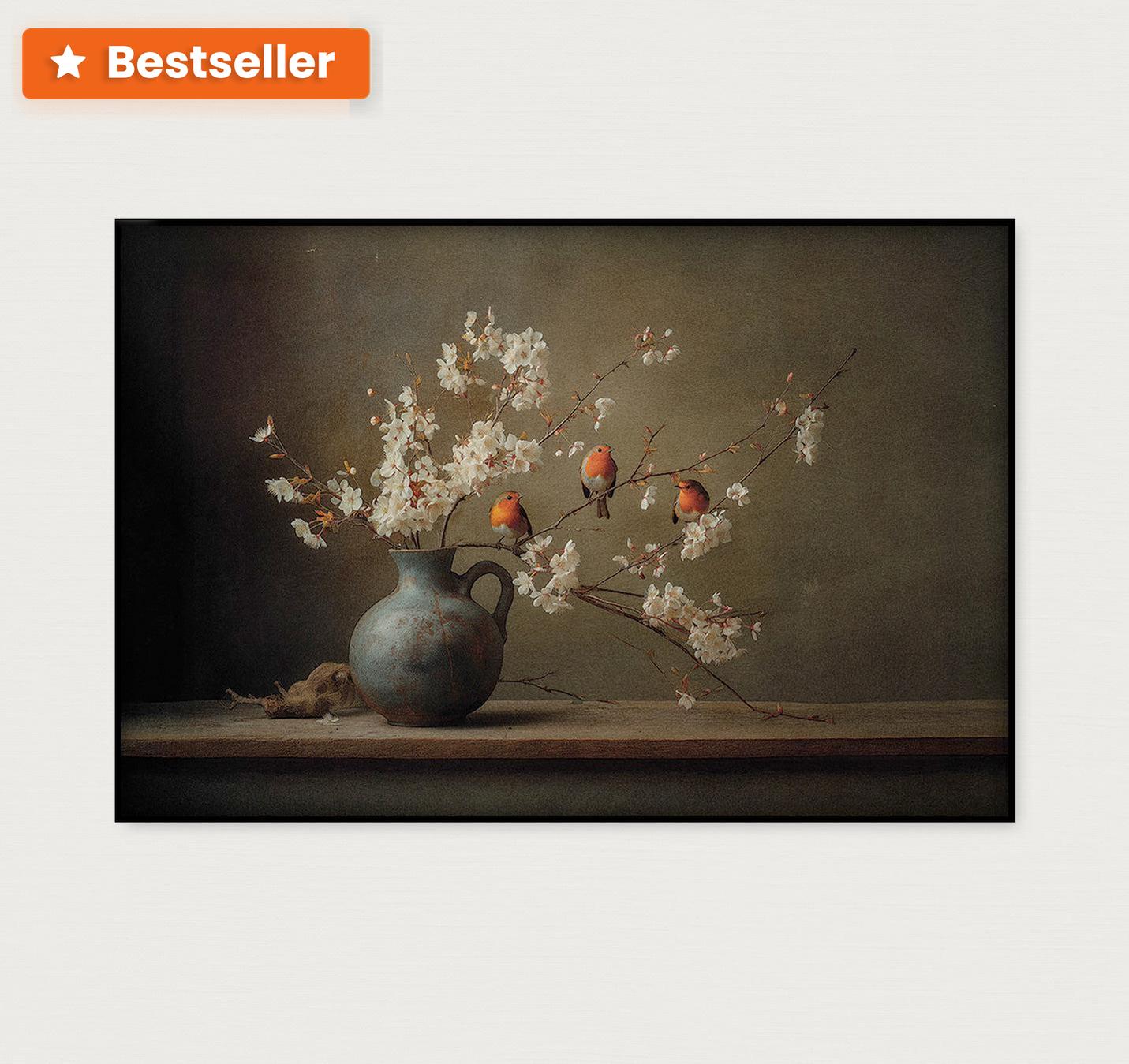 Roodborstjes · Akoestisch paneel-Poster liggend-House of Posters-House of Posters