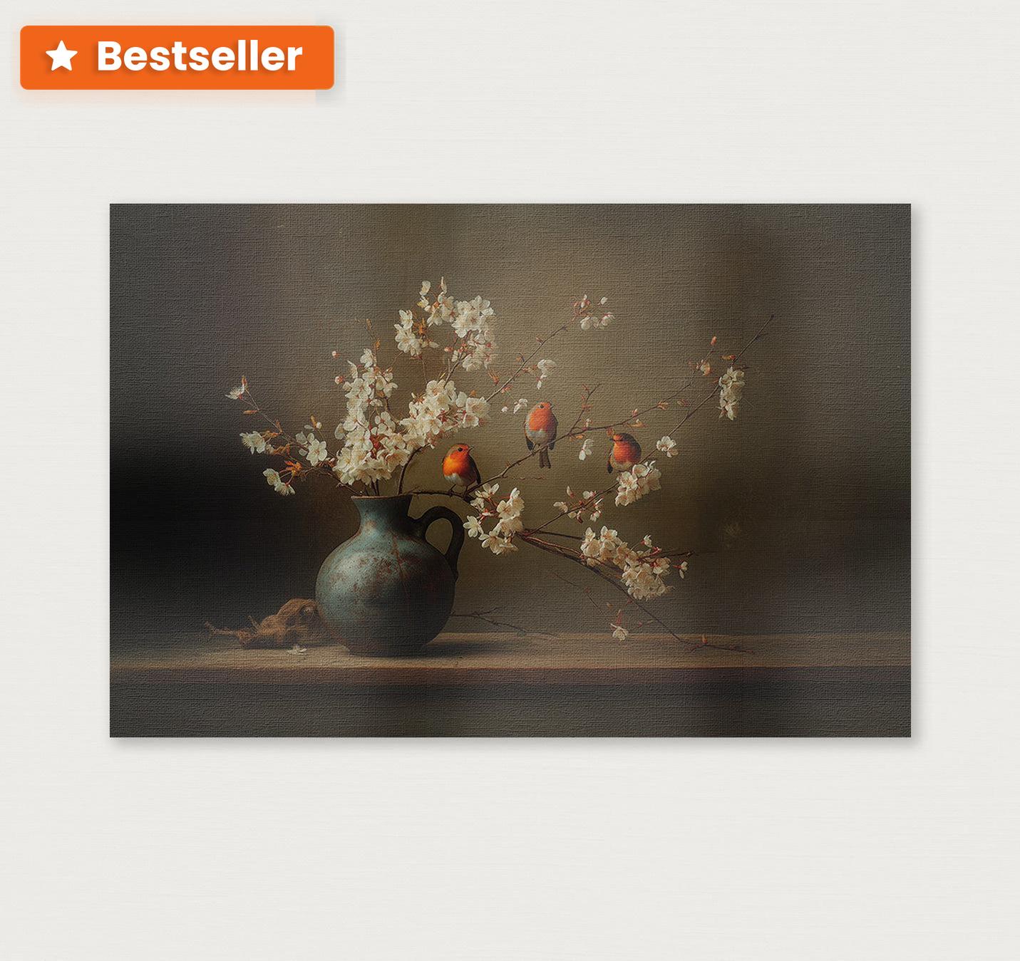 Roodborstjes · Canvas-Poster liggend-House of Posters-House of Posters