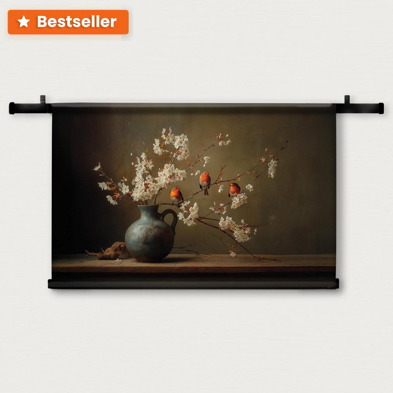 Roodborstjes · Wandkleed-Wandkleed-House of Posters-House of Posters