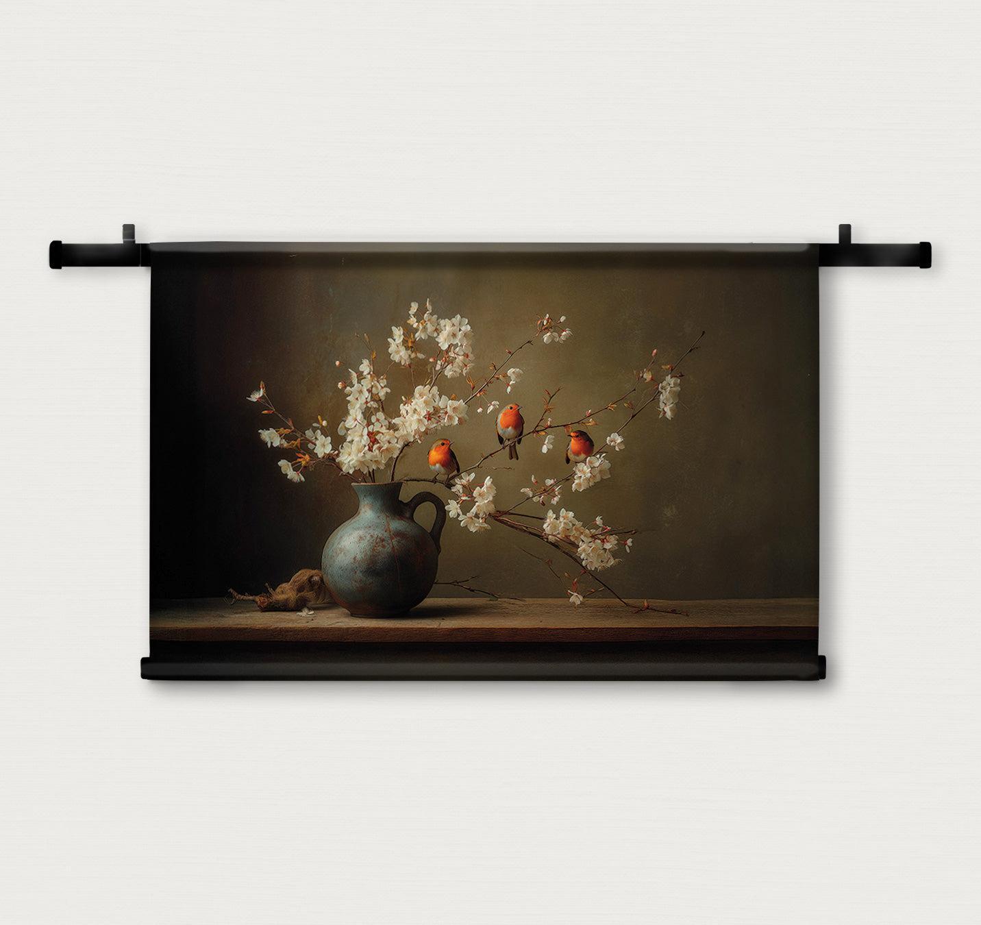 Roodborstjes | Wandkleed | Mezo | 120x180 cm | Tweedekans-Wandkleed-House of Posters-House of Posters