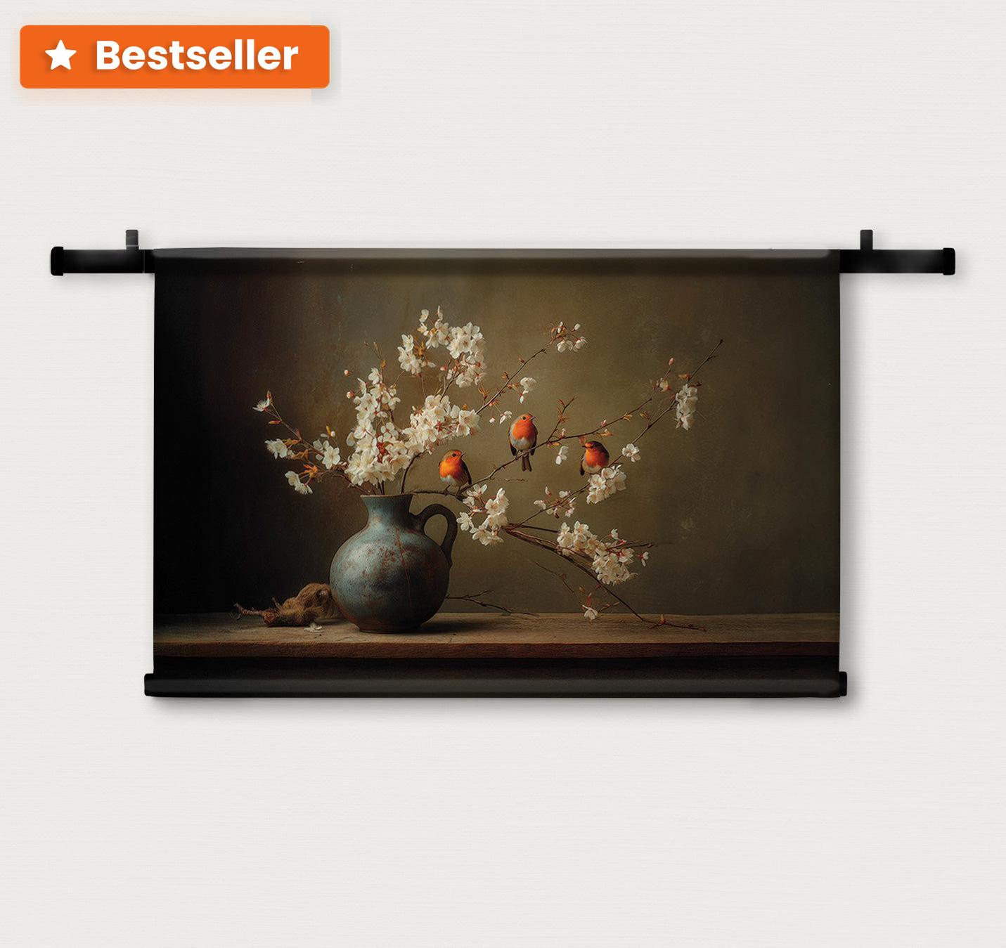 Roodborstjes | Wandkleed | Mezo | 120x180 cm | Tweedekans-Wandkleed-House of Posters-House of Posters