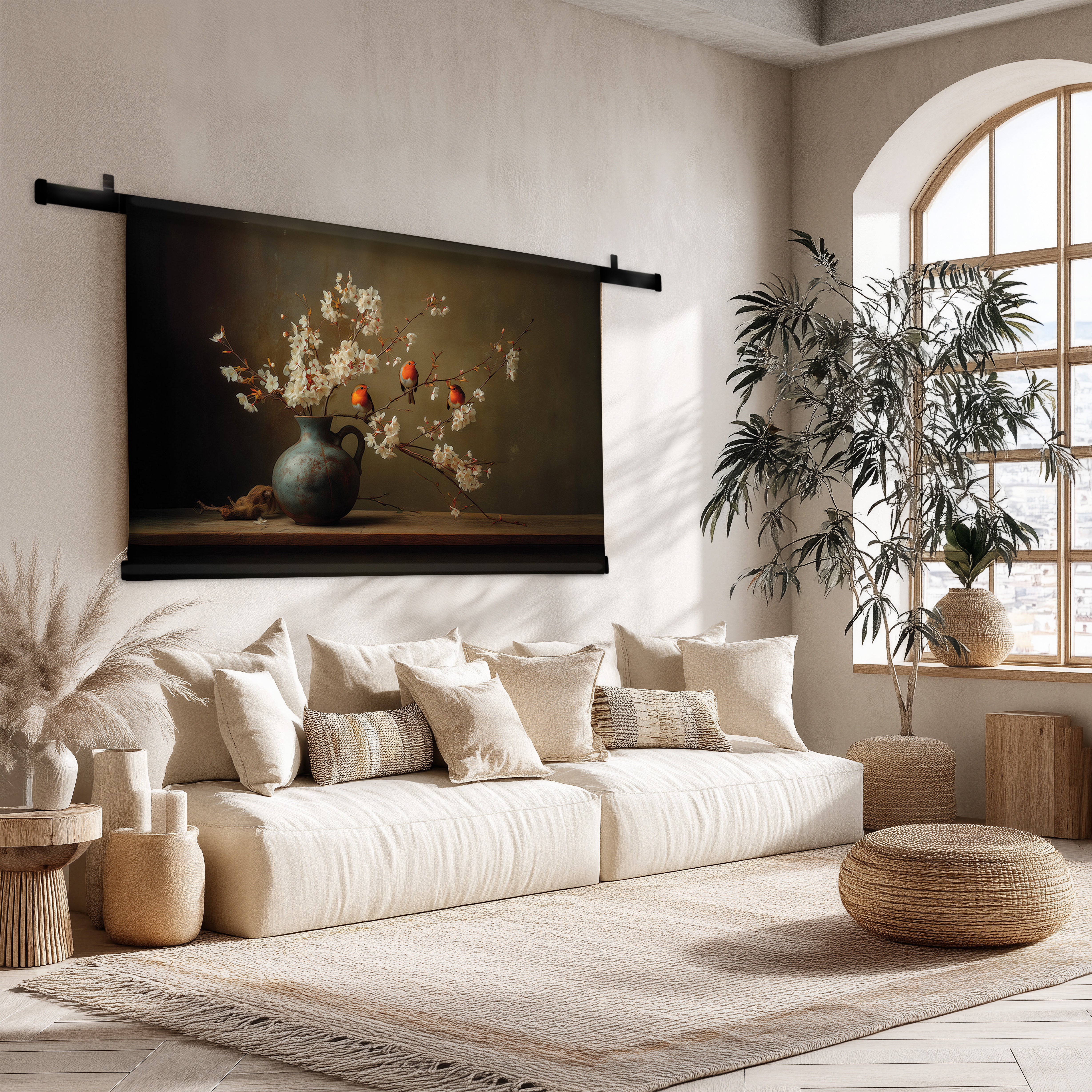 Roodborstjes | Wandkleed | Velours | 100x150 cm | Tweedekans-Wandkleed-House of Posters-House of Posters