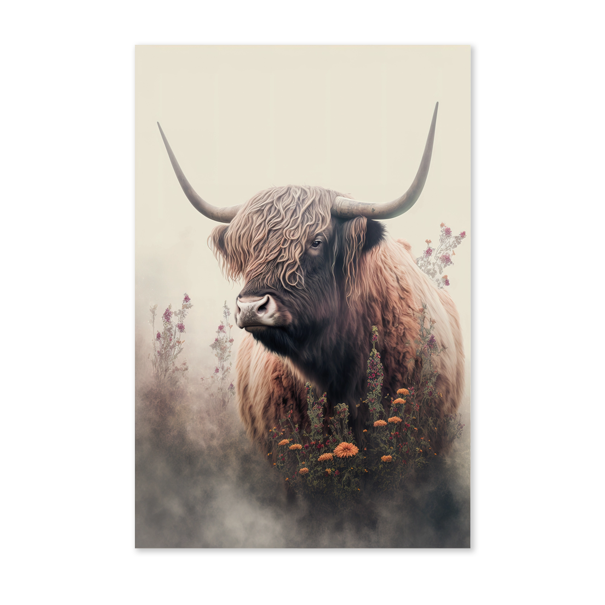 Schotse hooglander 3 als staande wanddecoratie