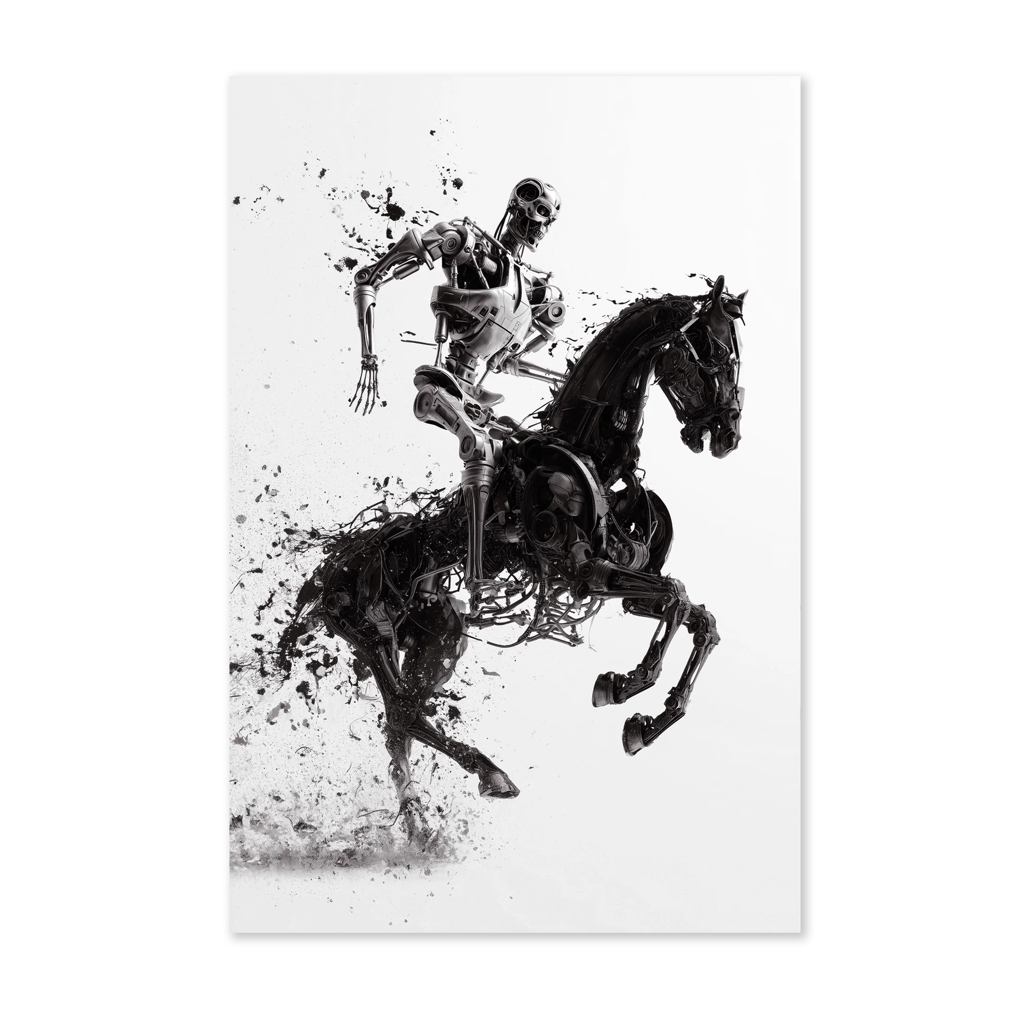 T100 op paard als ronde aluminium muurcirkel