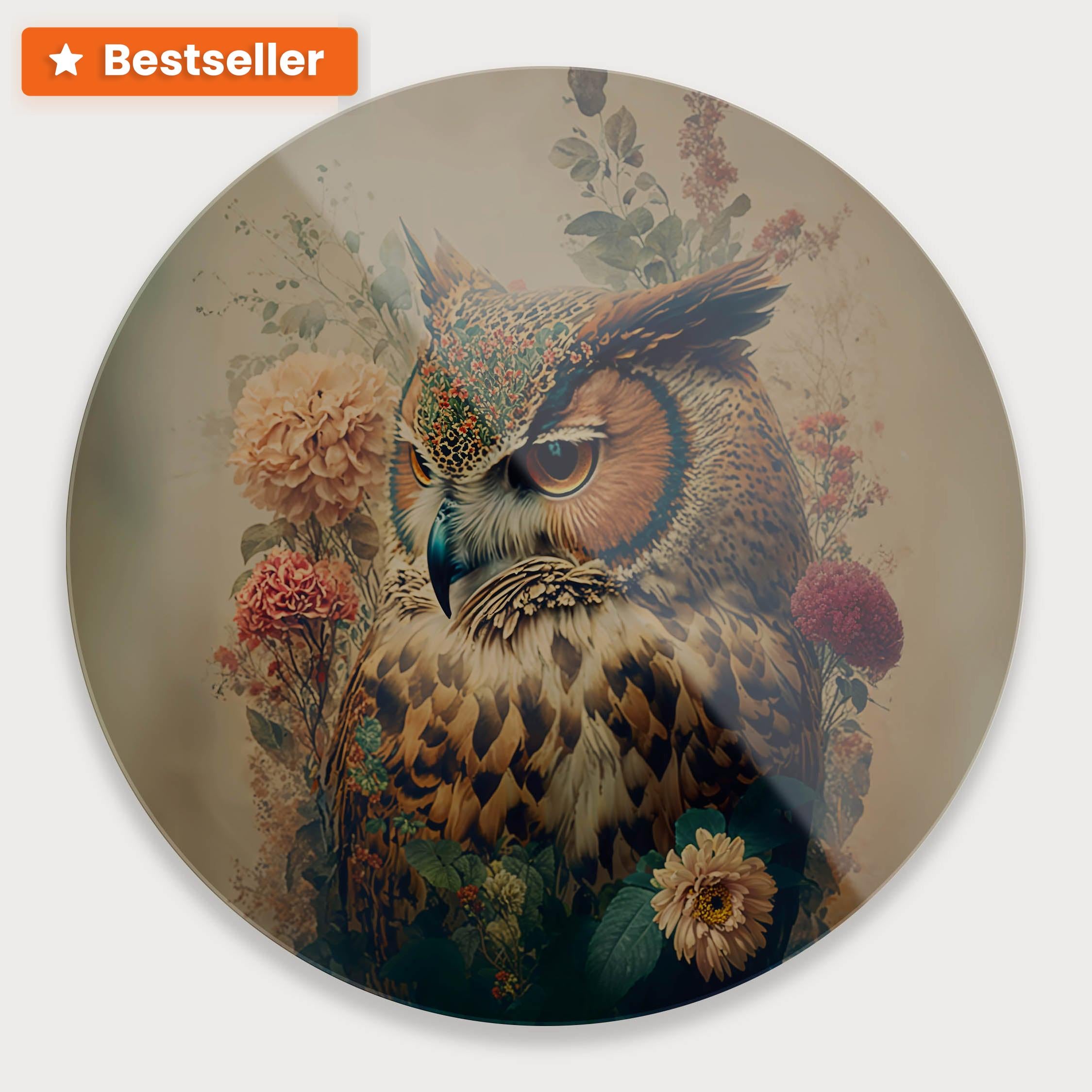 Uil 2 · Plexiglas-Muurcirkel-House of Posters-House of Posters