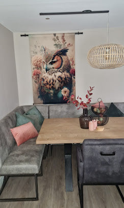 klantfoto wandkleed met uil