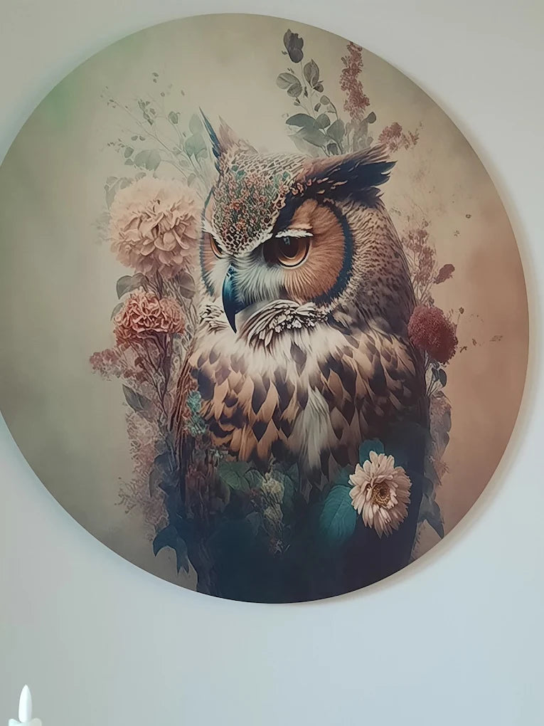 klantfoto muurcirkel met uil