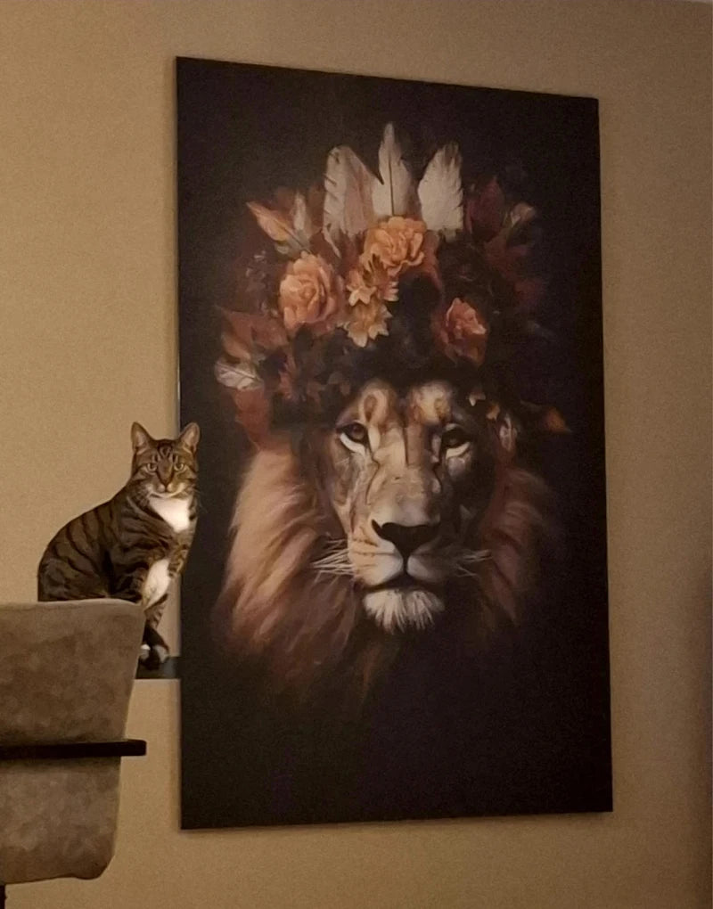 klantfoto schilderij leeuw