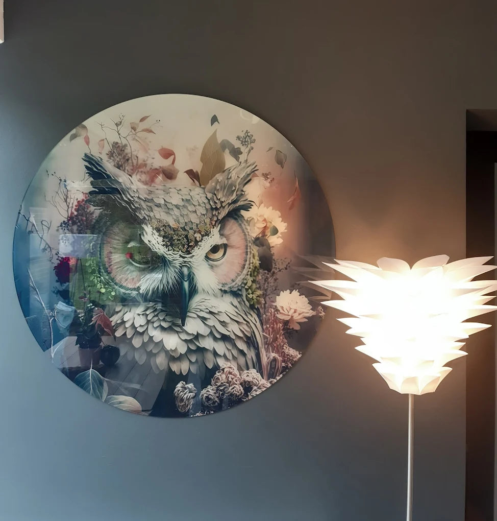 klantfoto muurcirkel met uil