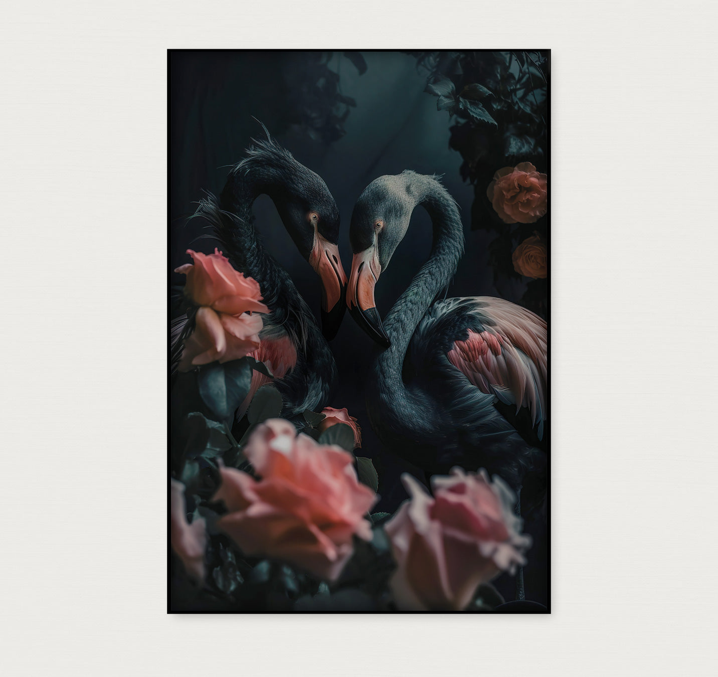 Zwarte Flamingo's · Artframe-Poster staand-House of Posters-House of Posters